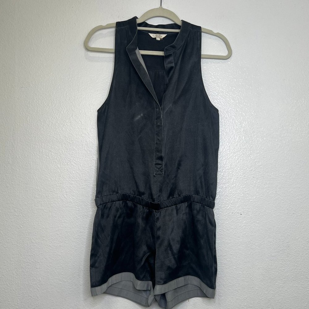Babakul Womens Silk V-Neck Sleeveless Romper Gray Size M